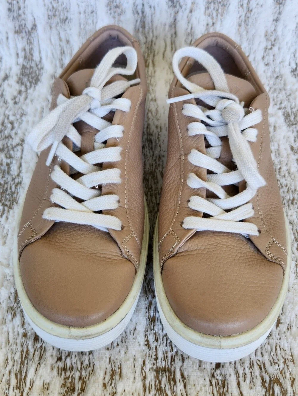 Ecco "Soft 60" Leather Sneakers Nude Tan Low Lace-up | Women's Size US 8 / 39 - Picture 4 of 12